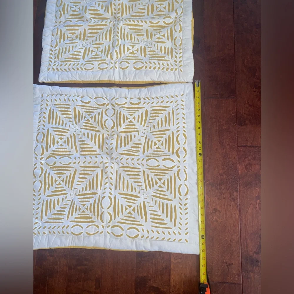 WEST ELM SUN FLOWER YELLOW AND WHITE CUT OUT OVERLAY SHAM PAIR